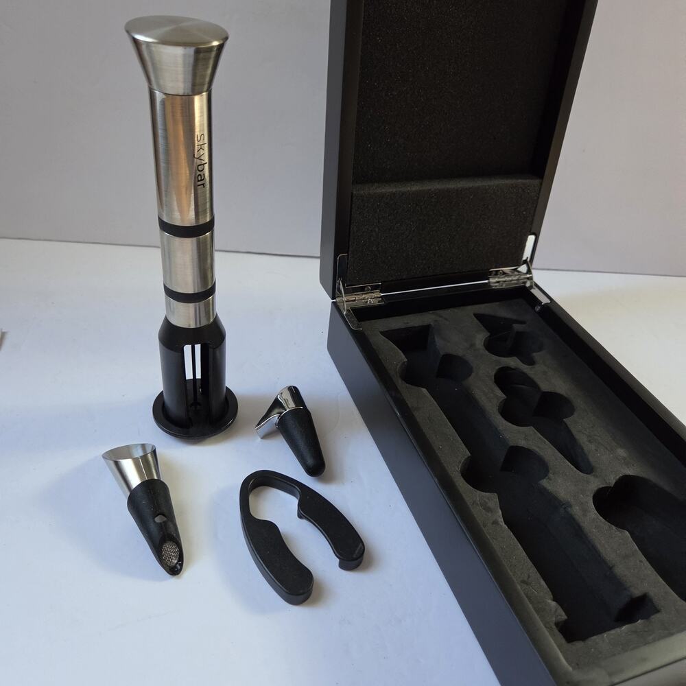Skybar Luxury Wine Opener Set Box Foil Cutter Pourer Stopper Instructions EUC